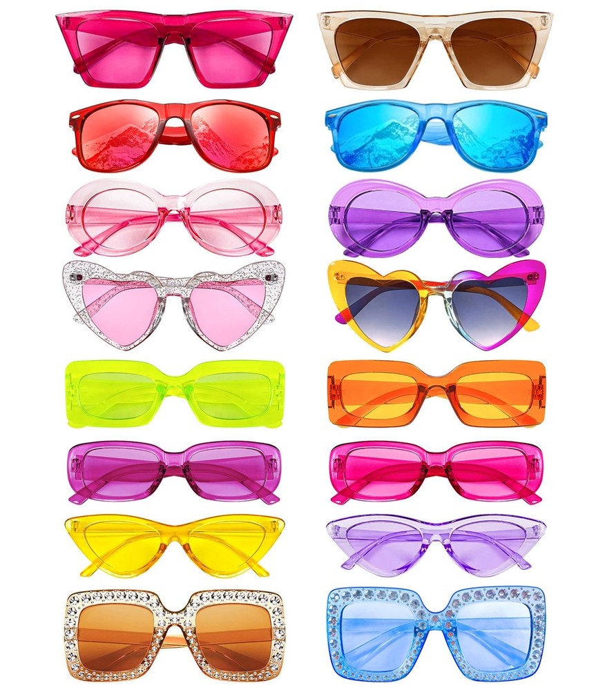 Matcheck 16 Mixed Style Sunglasses Retro Colored Party Favors Glasses Classic…