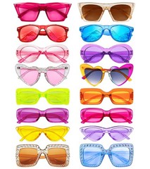 Matcheck 16 Mixed Style Sunglasses Retro Colored Party Favors Glasses Classic…