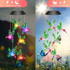 Magical Garden Wind Chimes – Solar Powered LED Hummingbirds