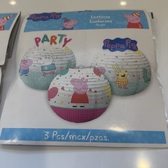 Peppa Pig Party Lanterns 3 Pack 9.5” Paper Hanging Decorations NEW