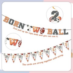 Born 2 Decorations – 13 Pcs Basketball Rugby Football Baseball Party Banner S…