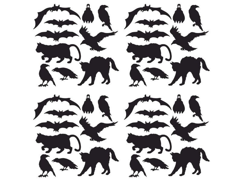 Halloween Silhouettes 4 Packs of 10 Bats Cats Birds Party Decorations Supplies