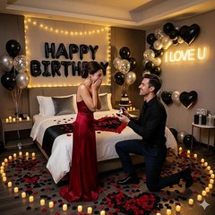 Candlelight Romantic Birthday Decorations: Black & Silver Theme for 73 PCS Setup