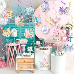 57 Pcs Butterfly Hanging Swirls Decorations for Butterfly Floral Hanging Swirl
