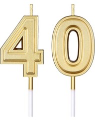 40th Birthday Candles Gold Number 40 Happy 40,