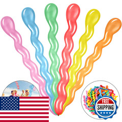 Sumind 100 Pcs 40 Latex Spiral Balloons Colorful Twisted Long Assorted Colors