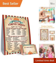 Circus Birthday Decorations, What’s Your Circus Name, 1 Sign and 30 Name Stic…