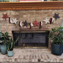 Rustic Americana Wooden Star and Rag Streamer Garland, 6′
