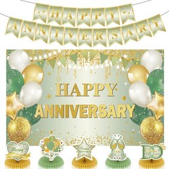 First Wedding Anniversary Decorations, Sage Green Happy Anniversary Banner An…