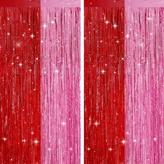 Metallic Silver Tinsel Foil Fringe Curtain, 3 Pack 3.2X6.5 Feet Party Photo Back