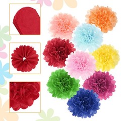 20 PCS Tissue Paper Pom Poms 4 Inch Large Paper Flowers Wall Decor Red
