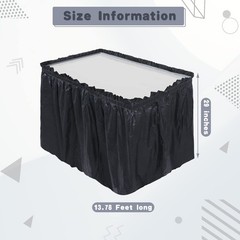 8 Pieces Black Plastic Table Skirts for Rectangle Tables, 14 ft x 29 in Dispo…