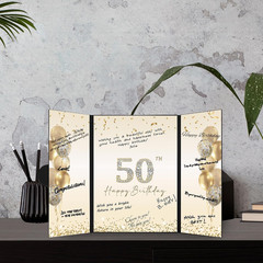 Black Gold 50th Birthday Party Decorations, Happy 50th Birthday Alternative Sign