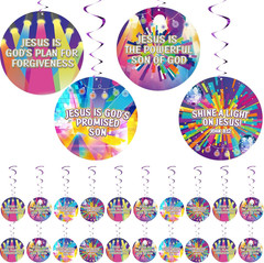 Relithick 24 Pack 2026 VBS Hanging Decorations Illumination Themed Spiral Swirl