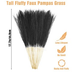 Ptwola 30pcs Black Pampas Grass Decor 17.7 17.72 x 2.36 x 0.12 inches,