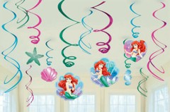 The Little Mermaid Party Hanging Swirl Decorations 12pk – Party Supplies