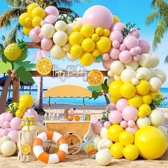 Pink and Yellow Balloon Arch Kit, 122Pcs Pastel Pink Yellow Balloons for Girl…