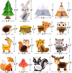16 Pack Woodland Baby Shower Decorations, Woodland Animals Table Centerpieces, J