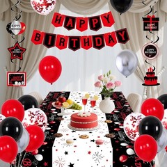 Black and Red Birthday Decorations for Men Women Boys Girls, Black and Red Pa…