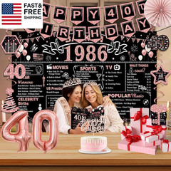 40Th Birthday Decorations for Women,32Pcs Back in 1986 Birthday Party Decoration