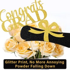 Graduation Decorations 2026, 16 PCS Black Gold Graduation Centerpieces for Ta…