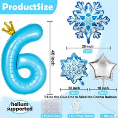 Frozen 4th Birthday Party Decorations Balloon, 40″ Elsa 4 Balloon with Crown …