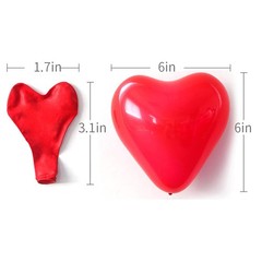 100 6-inch Heart shaped balloons 10 Kinds of Mixed Color Latex Balloons for V…
