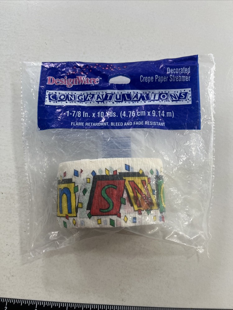 Congrats Crepe Streamer Graduation Party Anniversary VTG 1990s Congratulations
