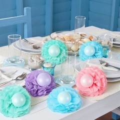 96 Pcs Mermaid Shell Party Decorations Include Pastel Tissue Paper Pom Poms a…