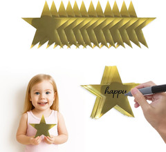 Gold Star Cutouts,50Pcs Star Cutouts, 6″ Double Printed Paper Stars,Cardboard fo