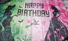 WICKED Themed Happy Birthday FLAG Backdrop Background Banner Pink Green 3×5