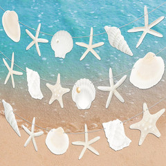 3Pcs Paper Beach Seashell Party Banners Ocean Party Decorations Natural Seashell