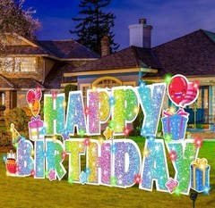 25 Pcs Extra Large 19.7 Inch Happy Birthday Yard Signs with Solar LED Light…