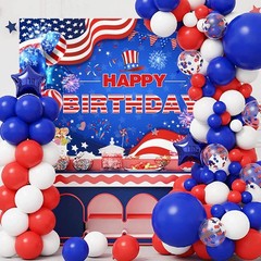 Red White and Blue Birthday Decorations Extra Large 4th of July Banner for Indep