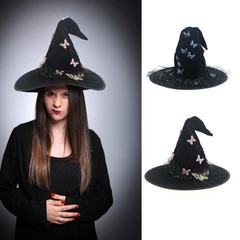 Carnivals Witch Hats Masquerades Ribbon Wizard Hats Adult Kids Witch Hats