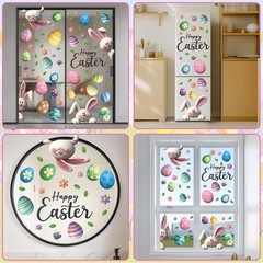 Easter Clings Decorations for Glass Window – 64 Pcs 3D Double-sided Spring Bunny