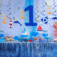 20 Pieces Nautical Hanging Swirl Cruise Ship Anchor Nautical Sailor Theme Party
