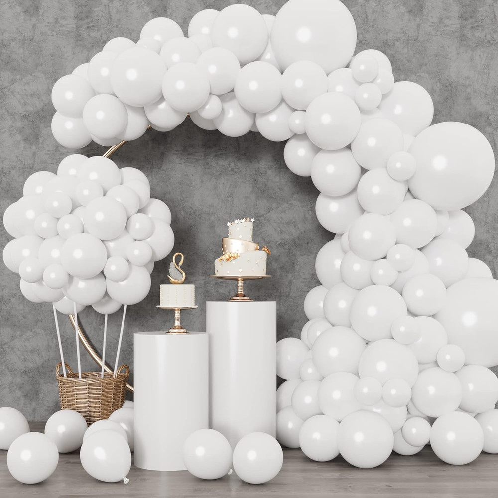 129 Pcs White Balloons Garland Arch Kit 18 12 10 5 Inch Latex Party Decor