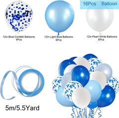 Blue Happy Birthday Decorations, Happy Birthday Banner Hanging Swirls Balloons a