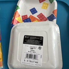BUILDING BRICK Block Party Decoration Party Plates, Napkins & Tablecloths – NEW!