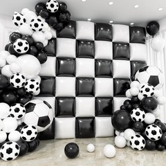 HKYOOD 36pcs Black and White Square Foil Balloons Wall Backdrop with 114pcs S…