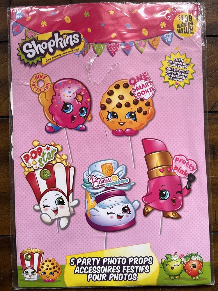 Unique Shopkins Photo Booth Props (5 Piece) Party Decorations New!!!!