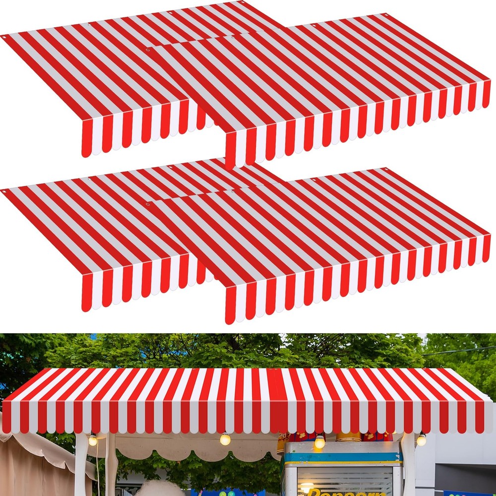 4 Pcs 27.6»x 59» Circus Awning Decorations Striped Carnival Tent Awning Wal…