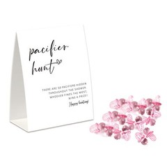 Pacifier Hunt Baby Shower Game(One Sign and 50 Mini Pacifiers), Minimalist Ba…