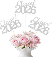 Black Class of 2026 Graduation Table Centerpieces, 12 Pcs Grad Party Decorations