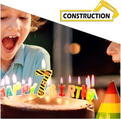 Construction Birthday Number Candles, Boys Happy 3, Multicolor