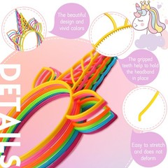 48 Pcs Unicorn Headbands Unicorn Birthday Party Favors Unicorn Headwear Plast…