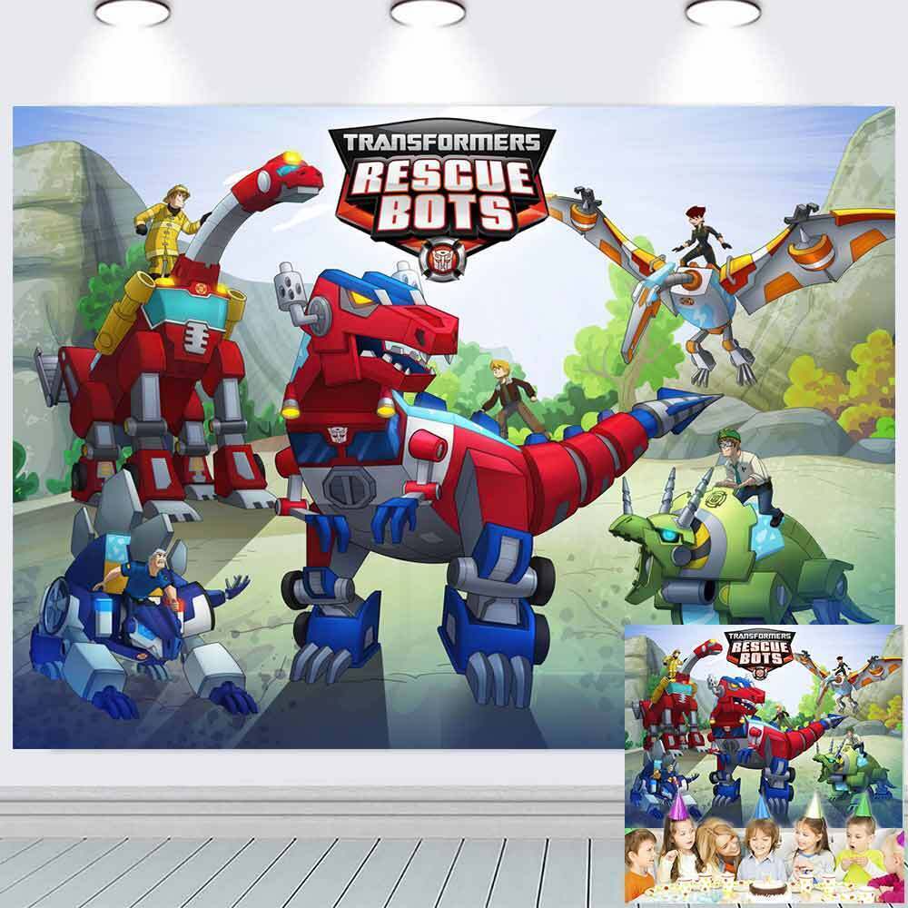 Transformers Rescue Bots Academy Party Decoration Backdrop Banner Poster 7x5ft