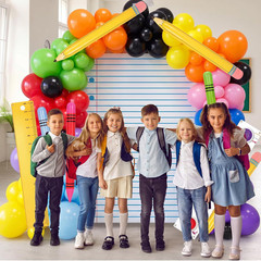 9Pcs Back to School Party Decor Notebook Ruler Paint Tray Backdrop Inflatable Pe