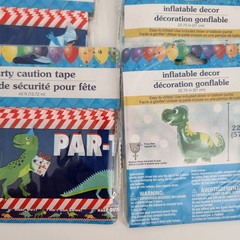 Dinosaur Party Supplies Tablecloth Masks Decor Inflatables Bags 30+ Pc NEW